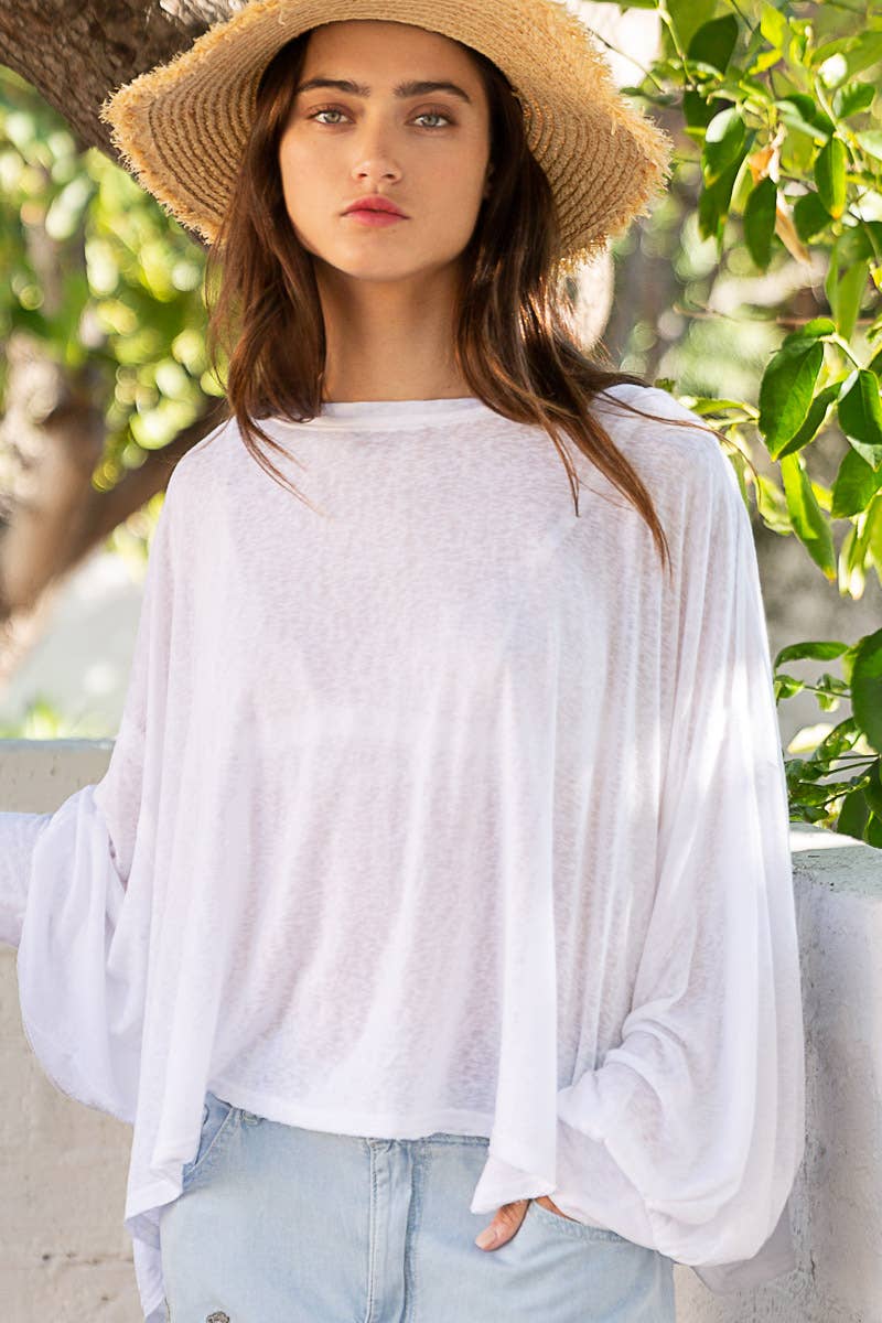 Loose  Knit Top WHITE
