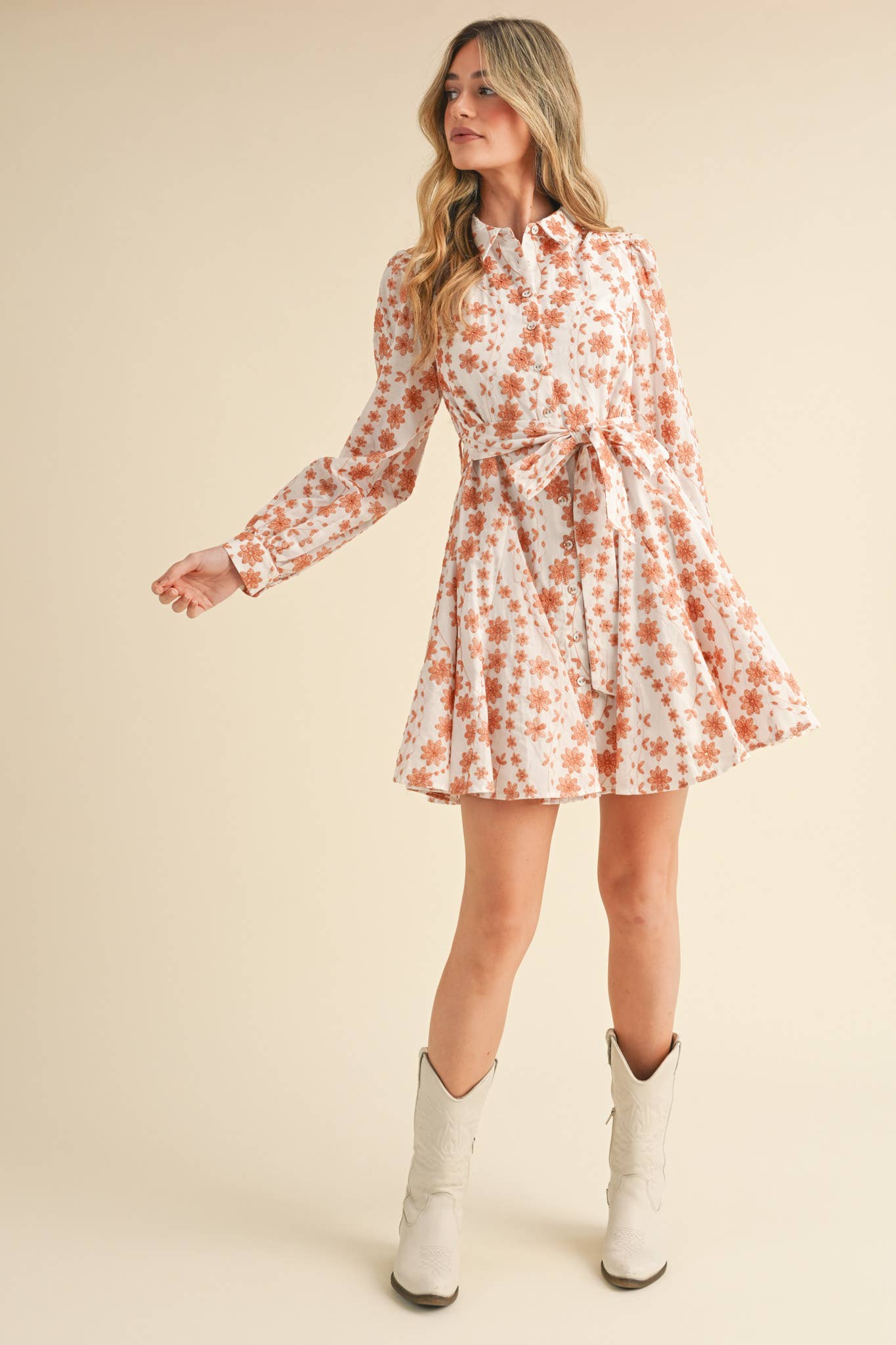 Peach Floral Mini Dress: