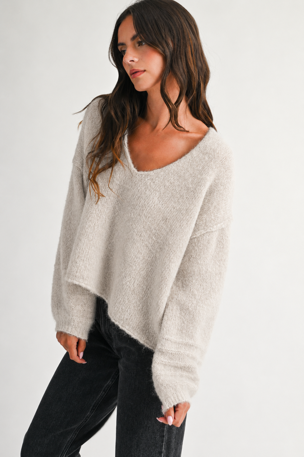 Rolled Cuffs Sweater: Milk