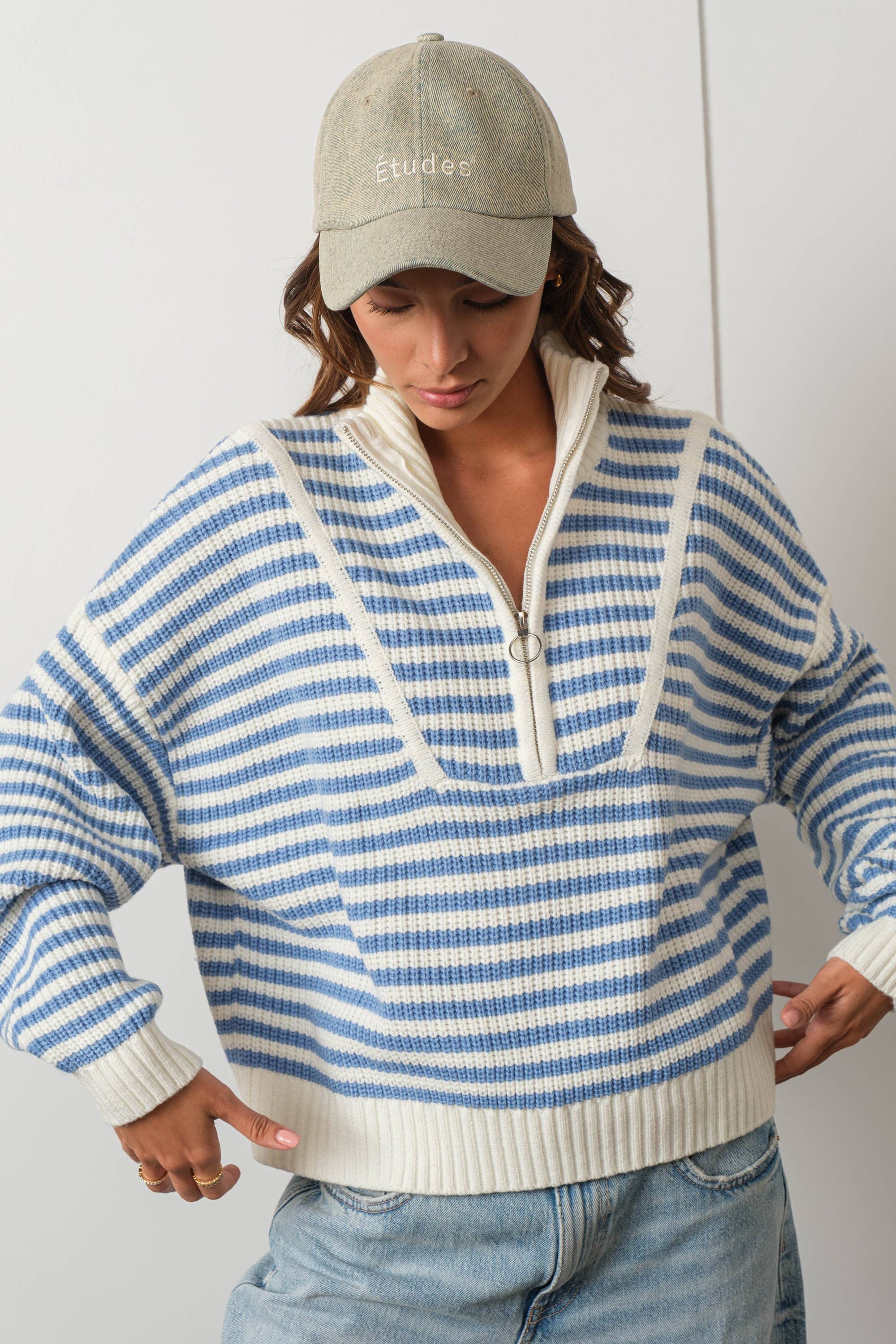 Cali Half-zip Sweater: Blue