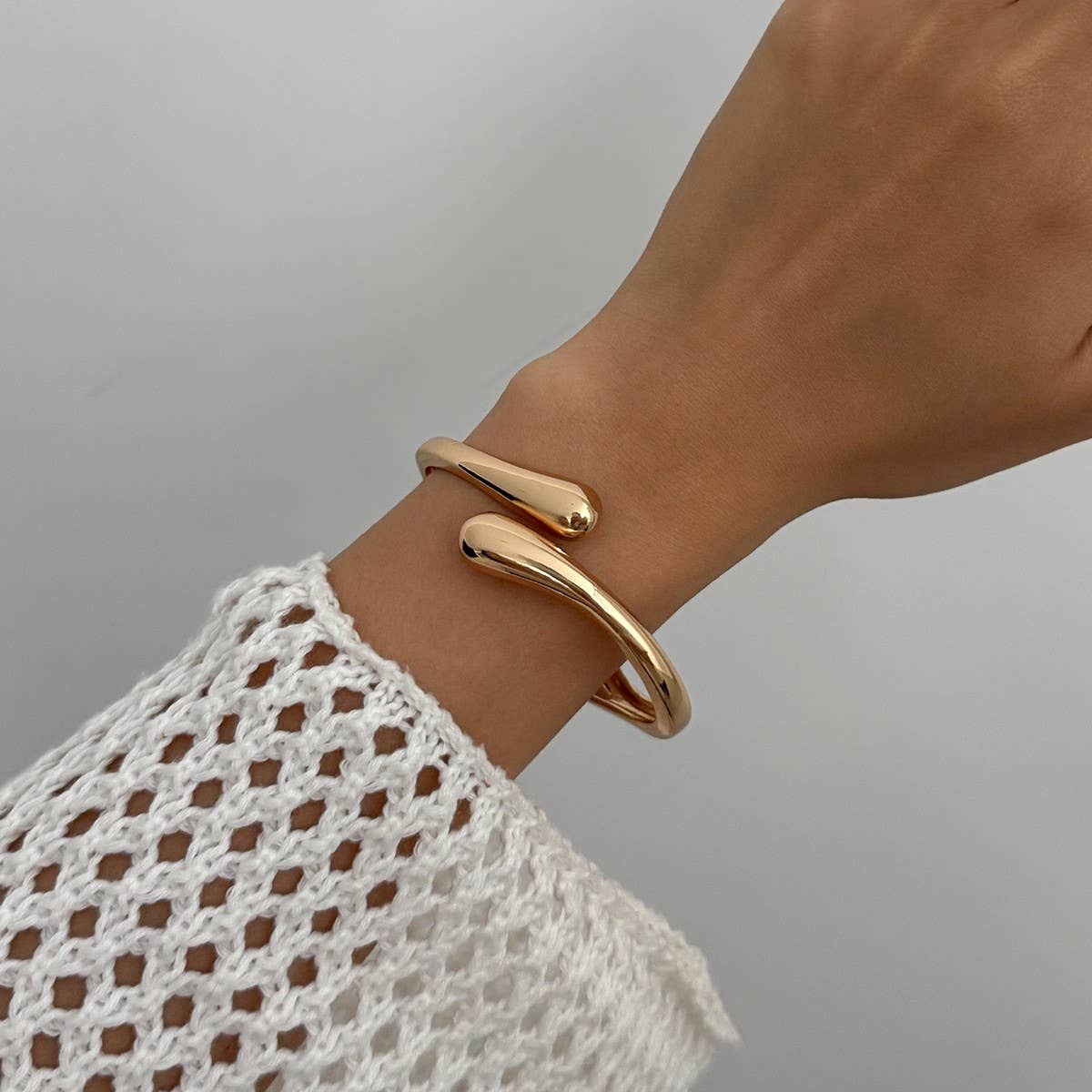 TearDrop Cuff Bangle: Gold