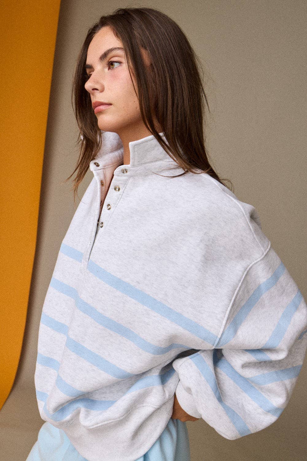 Addison Stripe Pullover: White