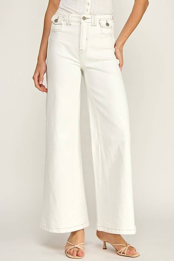 Patch Pocket Pants: White