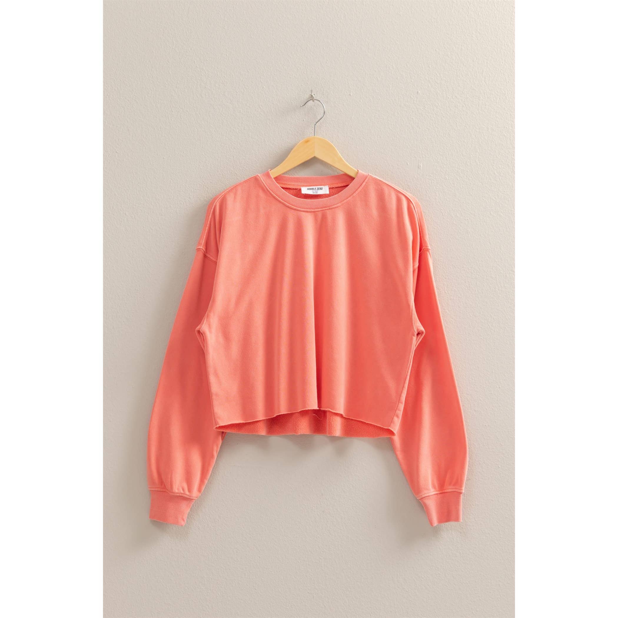 Raw Hem Pullover- Coral