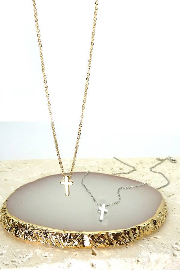 Mini Cross Necklace: Gold