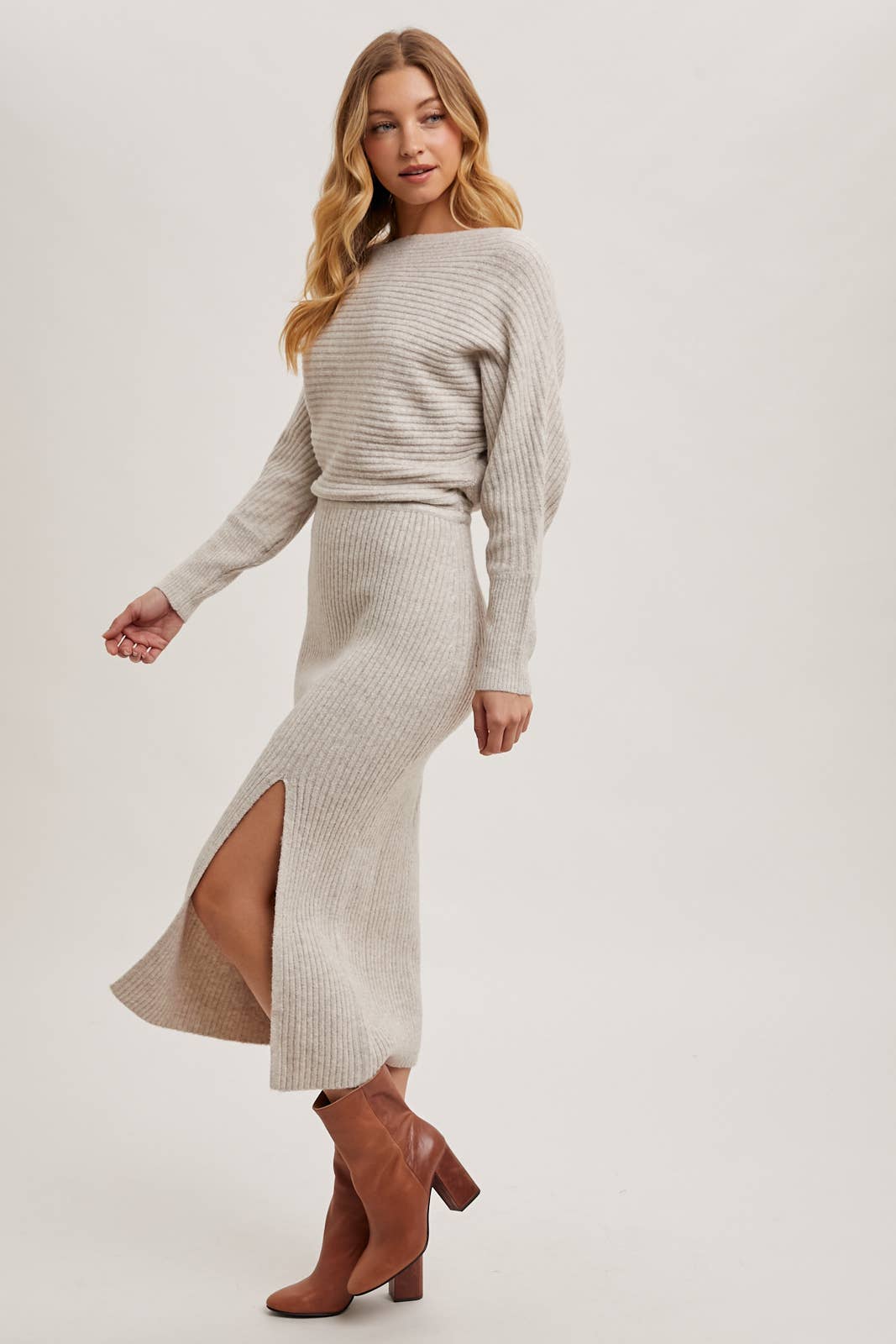 Off Side Sweater Dress: Oatmeal