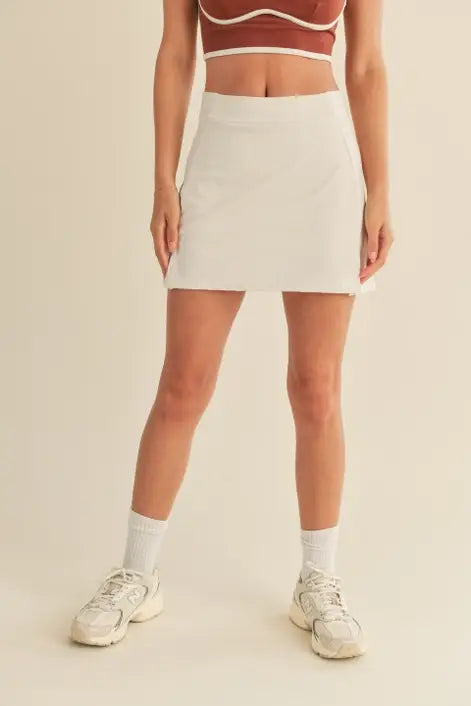 Cream High Waist Tennis Skirt