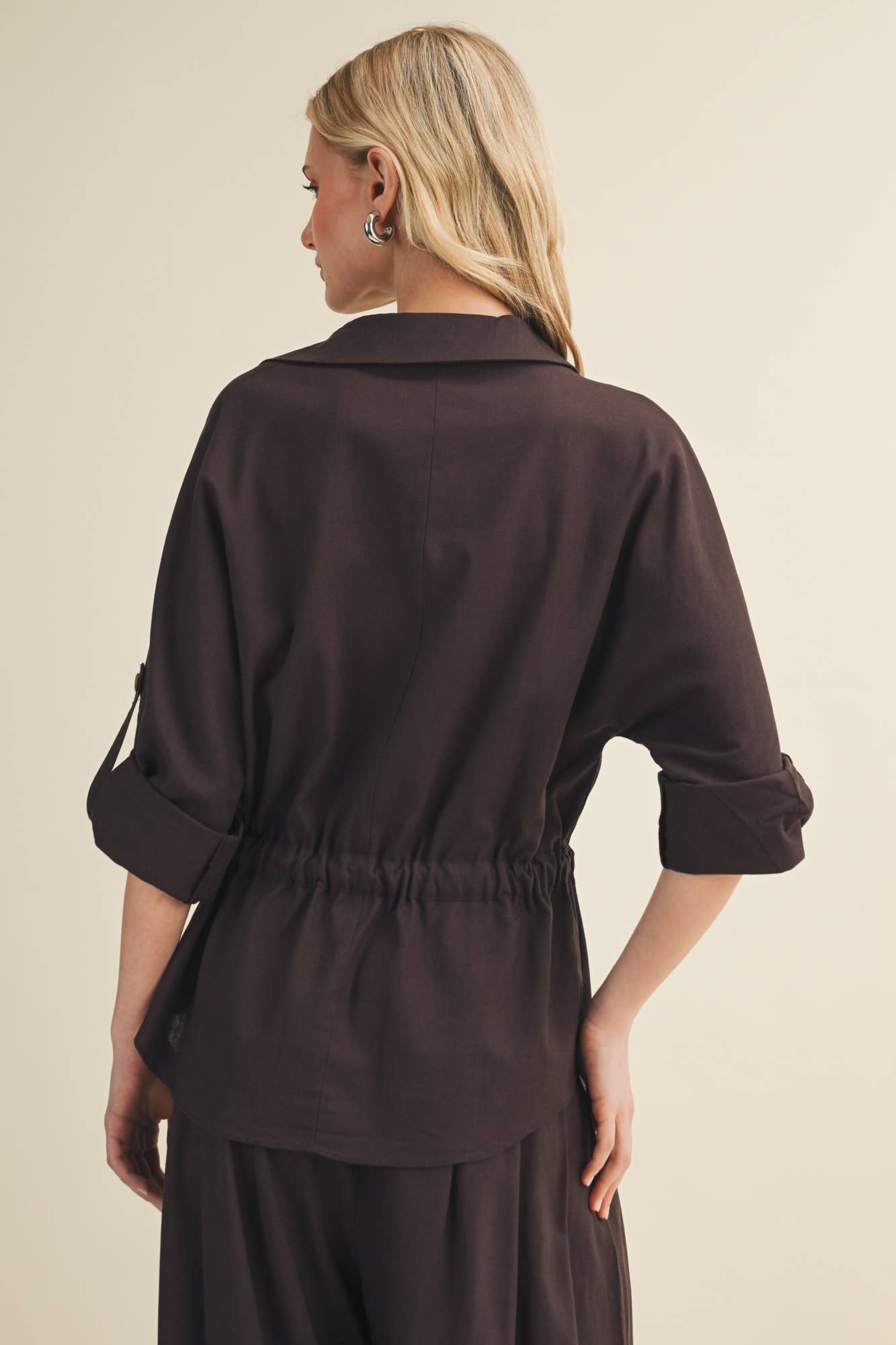 Utility Pocket Blouse: Espresso