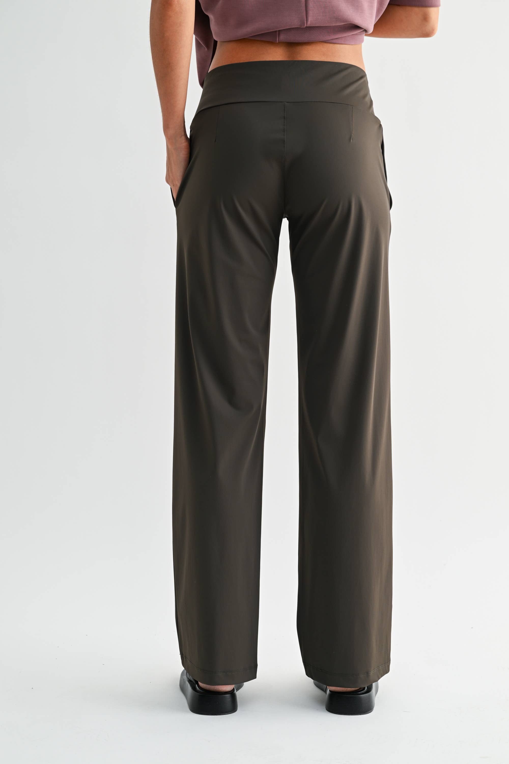 Nylon Tailored Pants: Black Olive