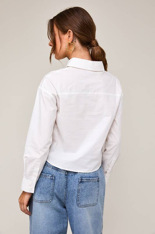 Long Sleeve Poplin Shirt: White