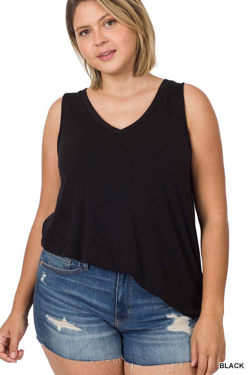 Plus Sleeveless V Neck