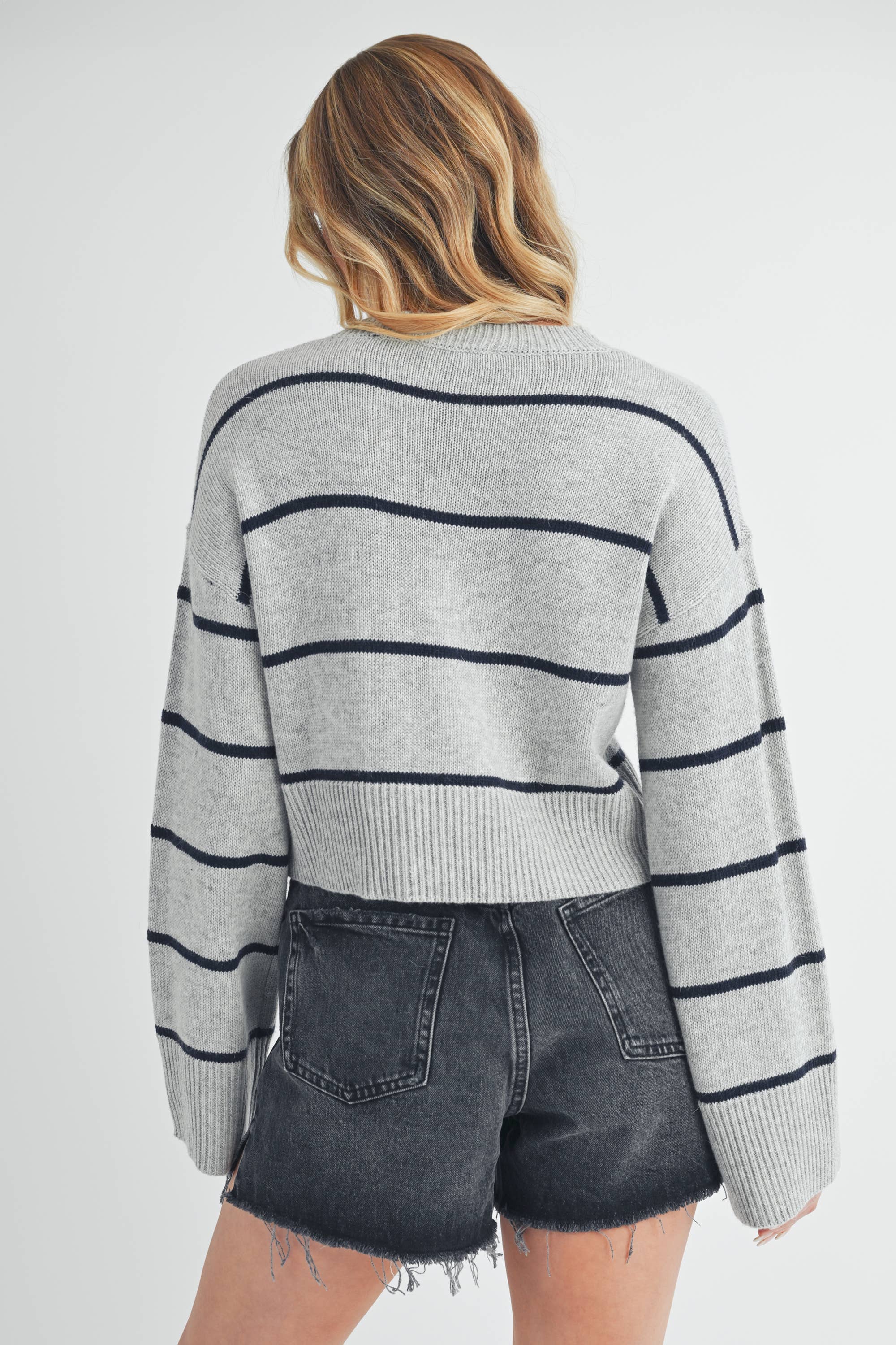 Emmanuelle Sweater: Gray/Navy