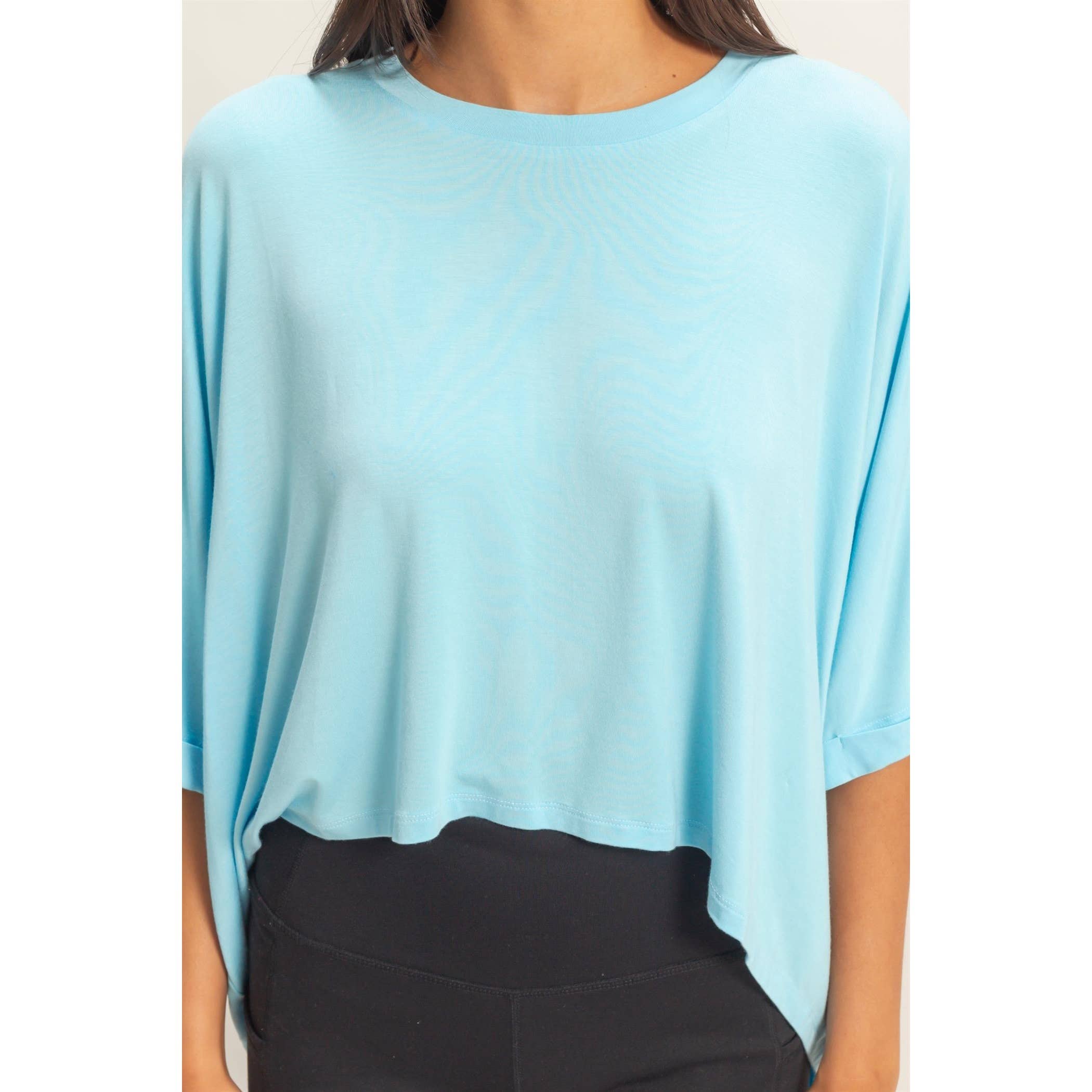 Batwing Sleeve Top: Blue
