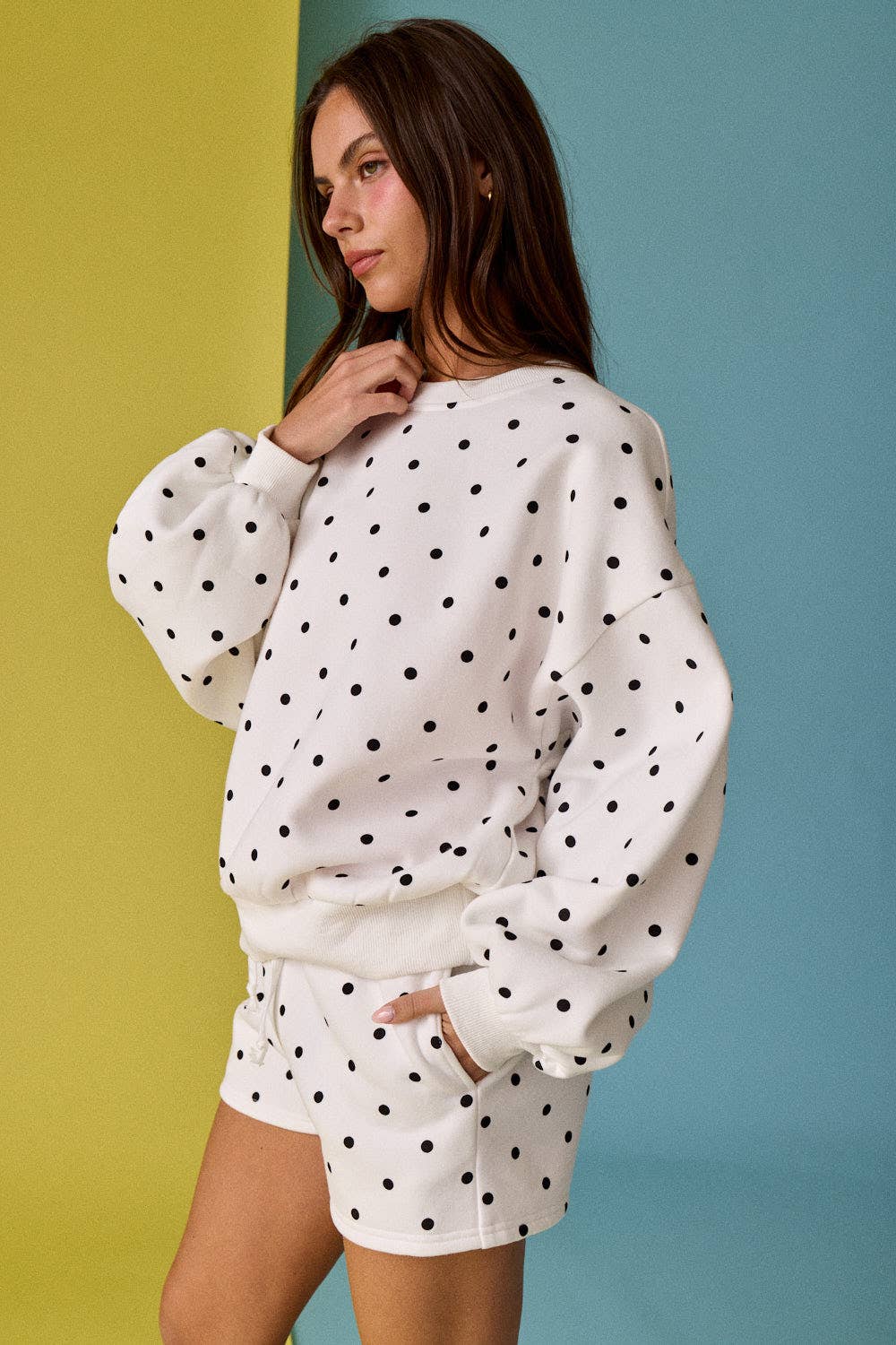 Polka Dot Fleece Set: White/Black