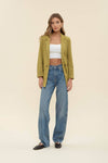 Linen Cuff Blazer: NATURAL