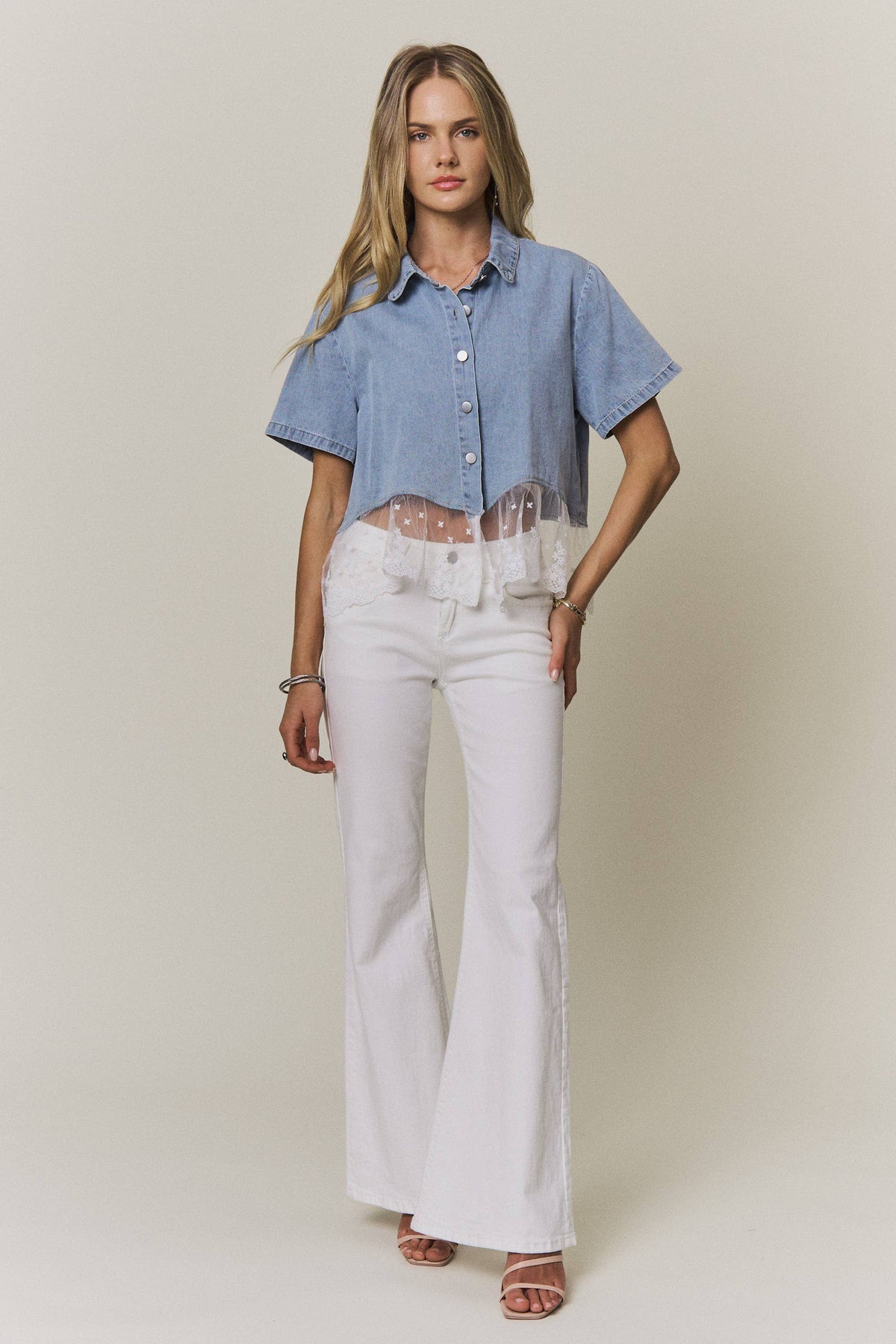 Denim & Lace Top