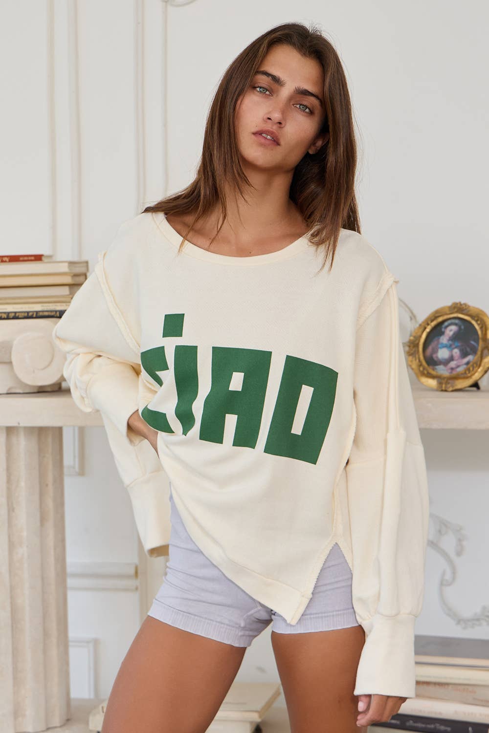 'CIAO' Terry Top: Cream