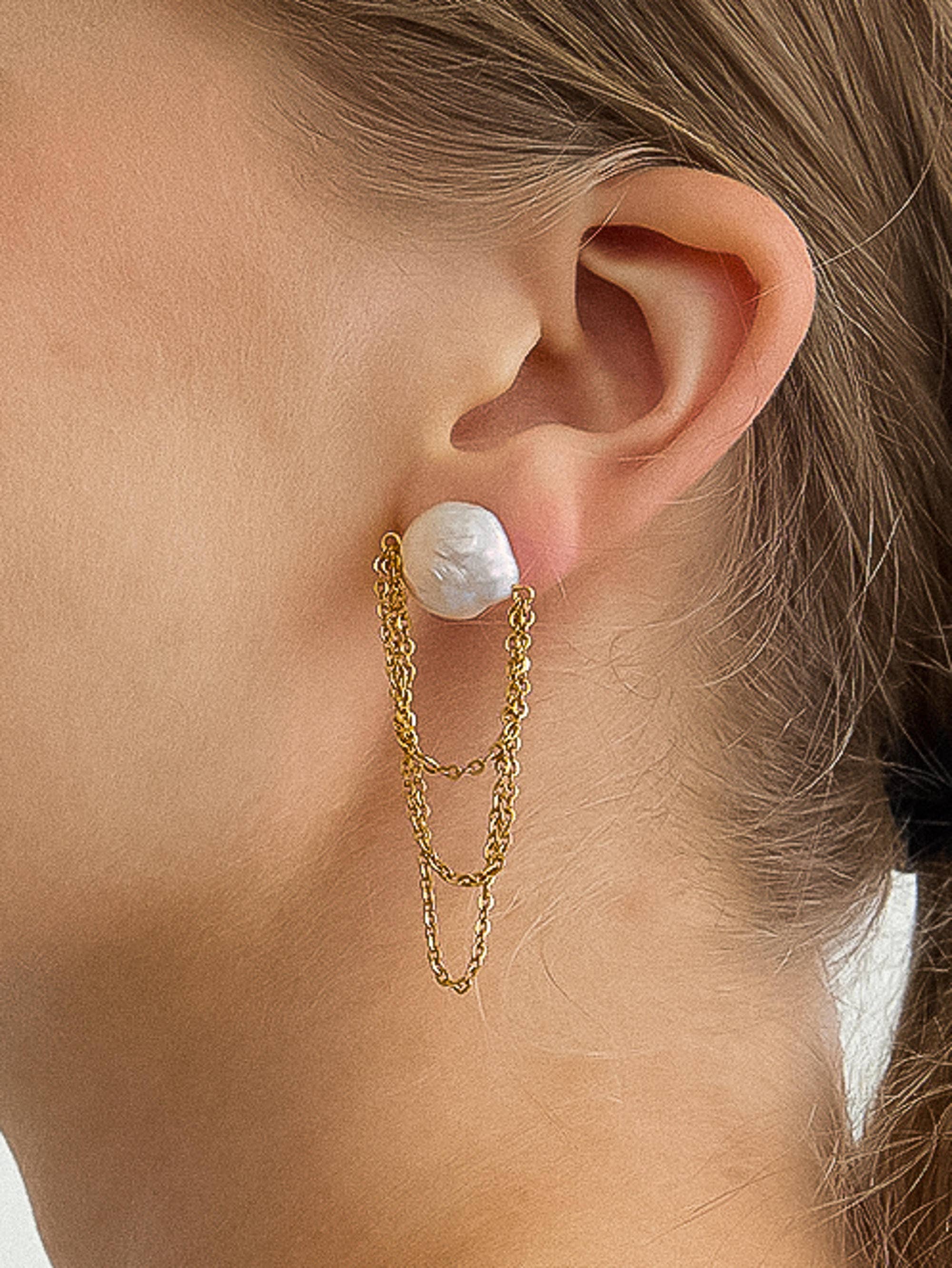 Shynelle 18K Pearl Chain Earrings
