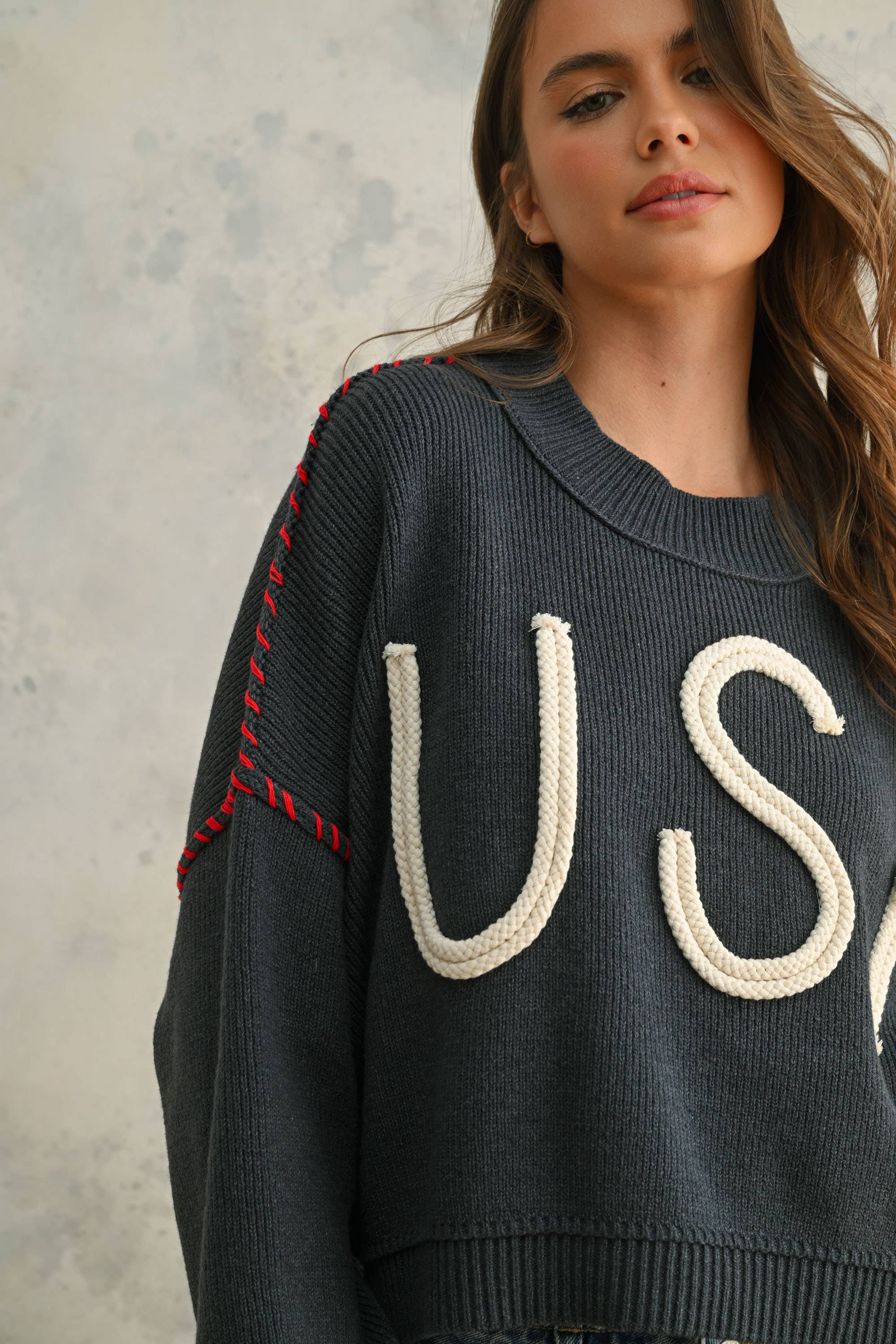 USA Rope Sweater: Navy