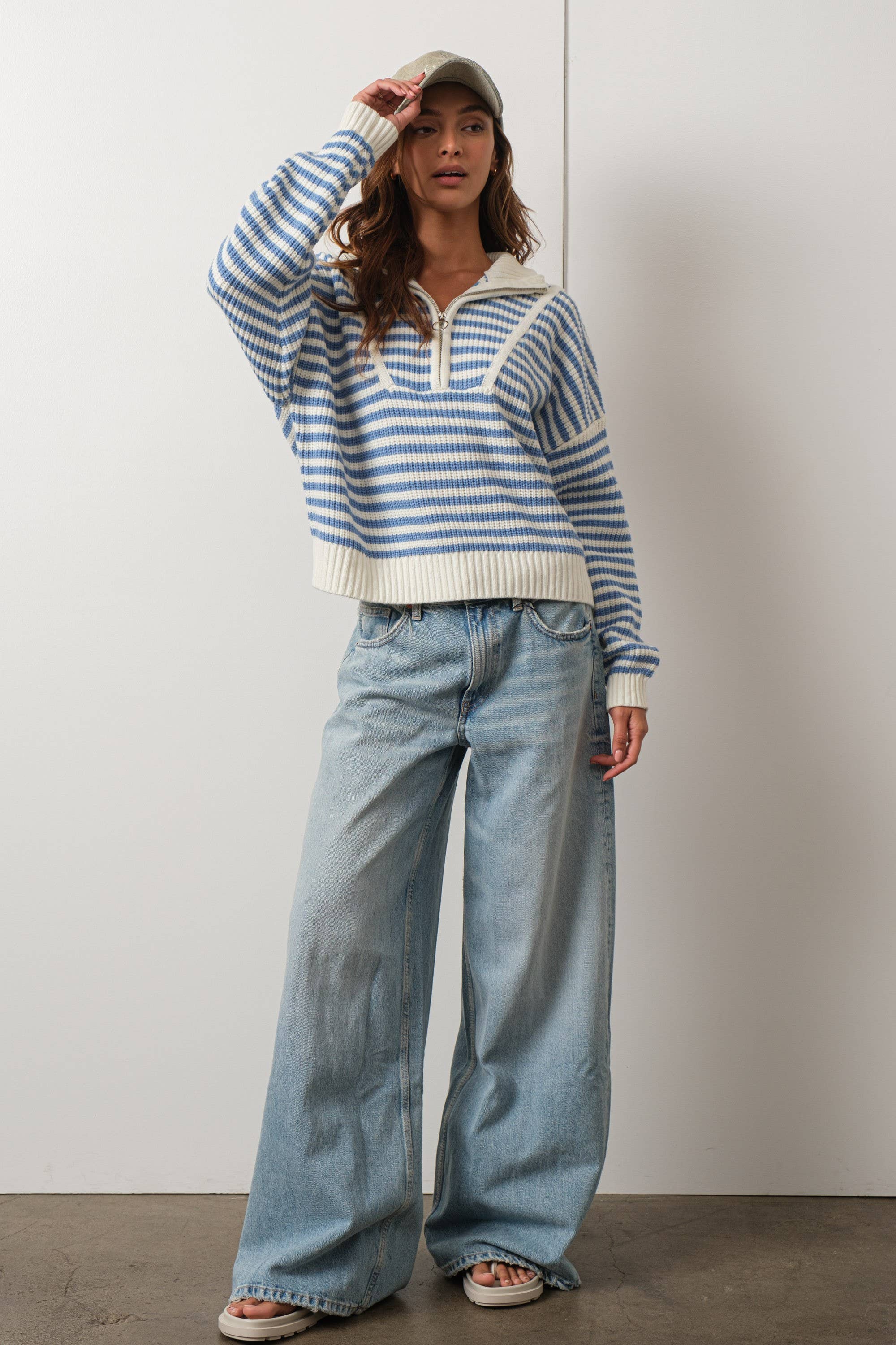 Cali Half-zip Sweater: Blue