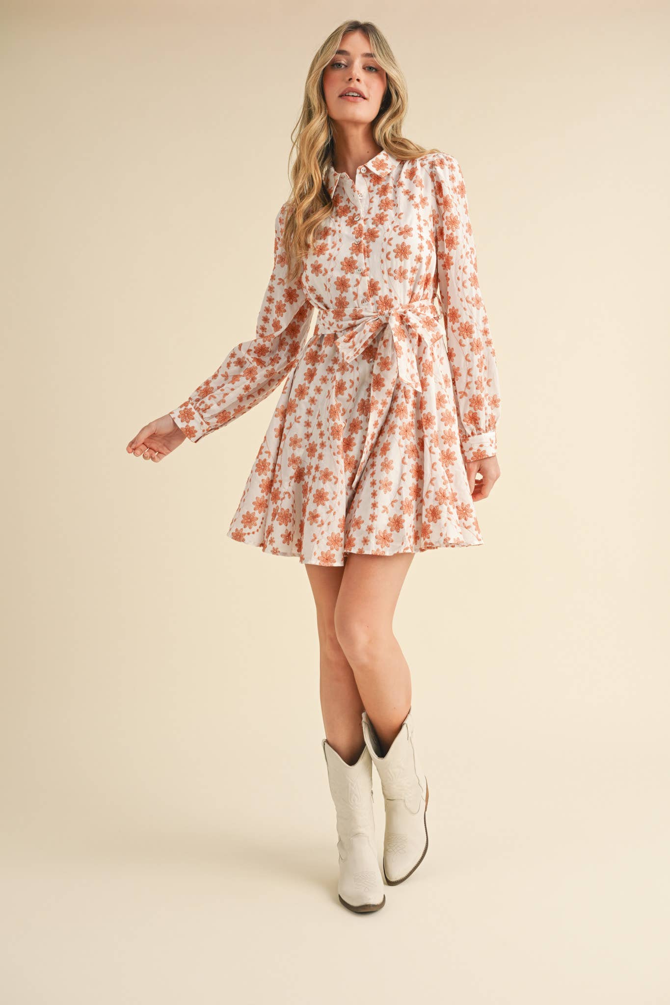 Peach Floral Mini Dress: