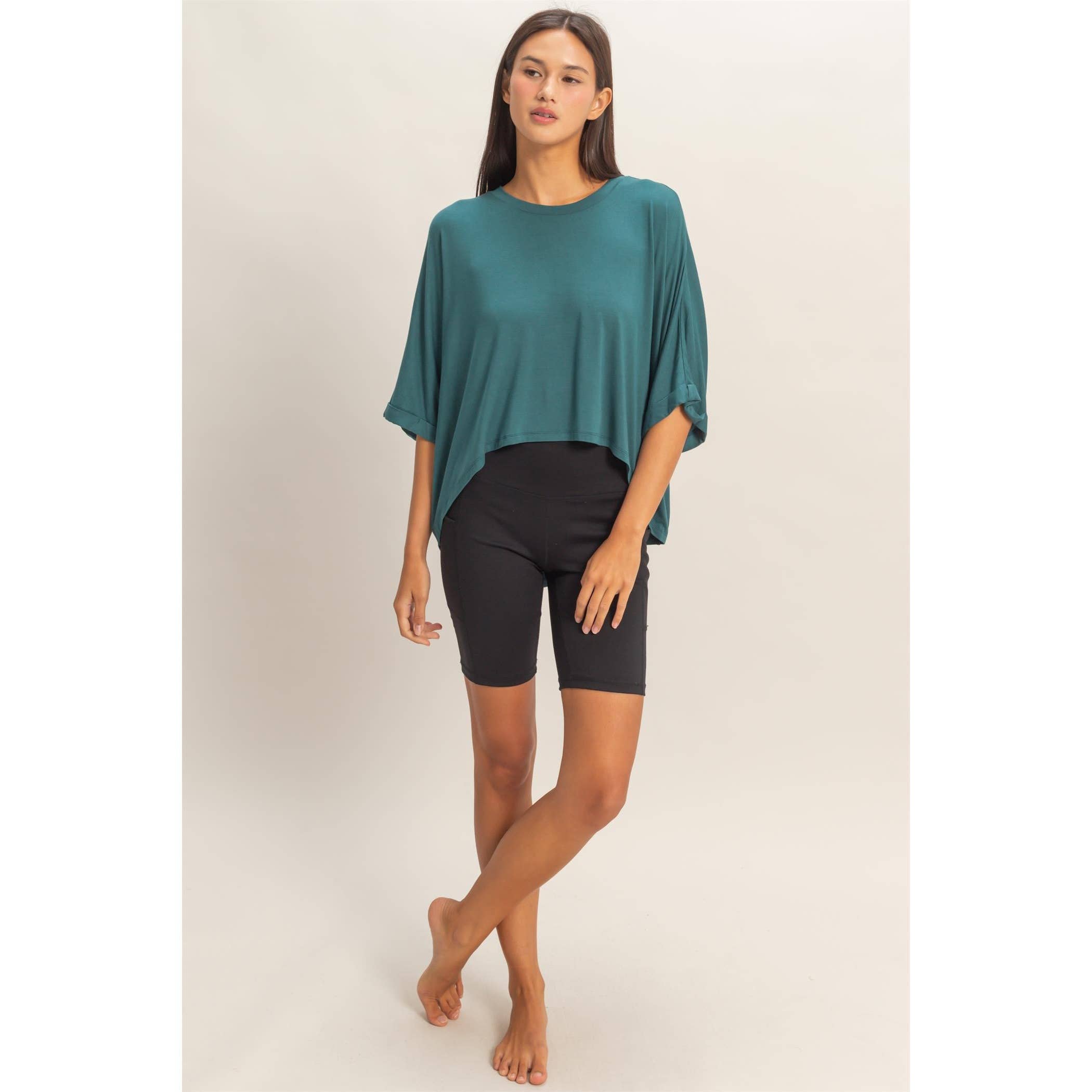 Batwing Sleeve Top: Teal