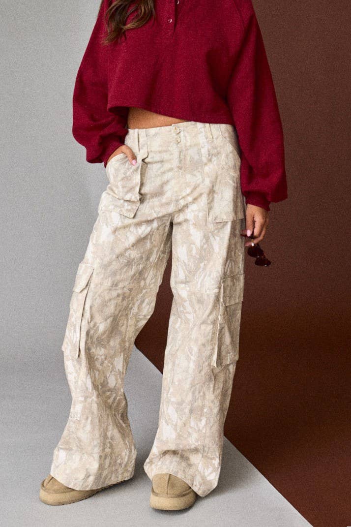 Wide-Leg Camo Cargo Pants