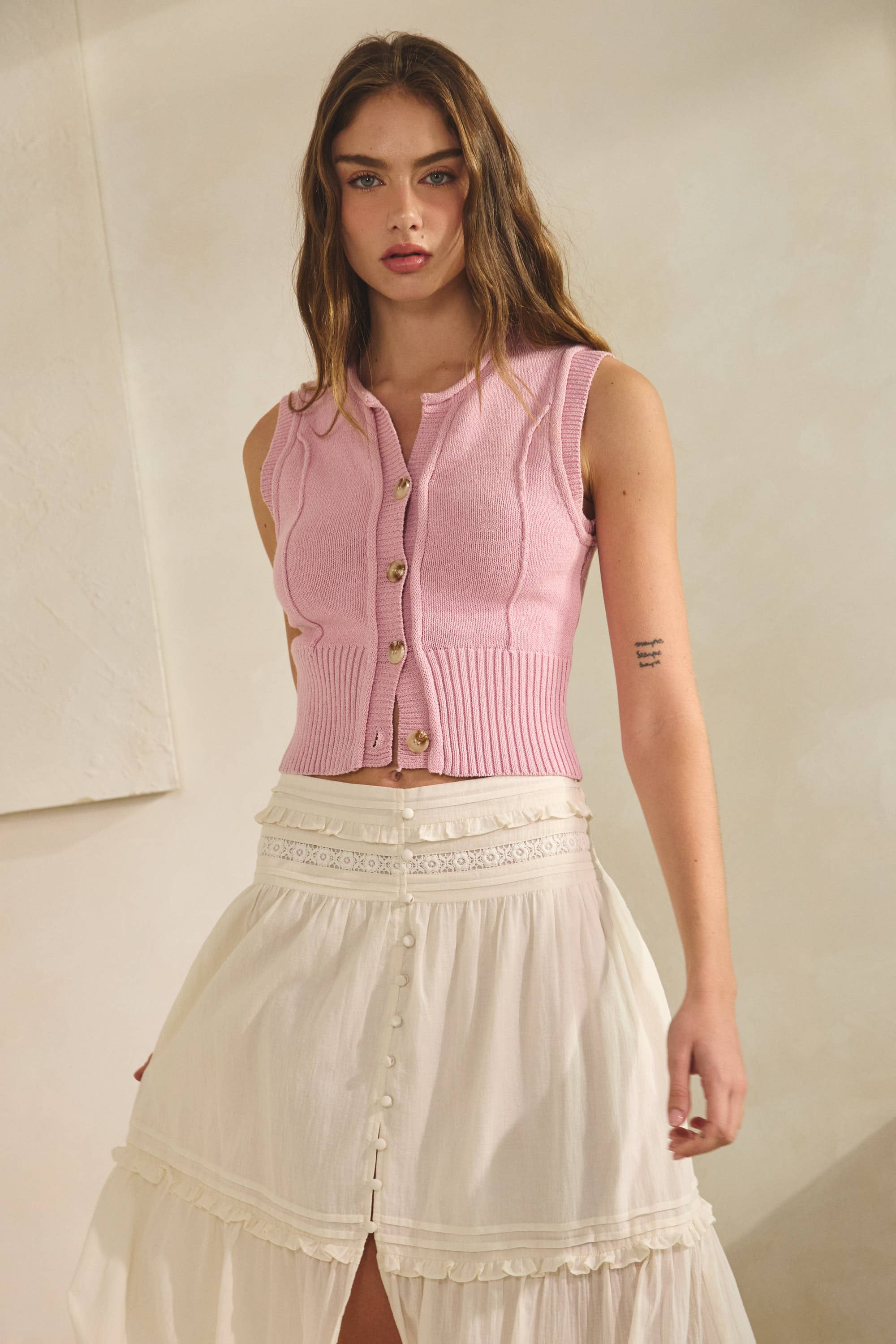 Roll Up Neck Sweater Vest
