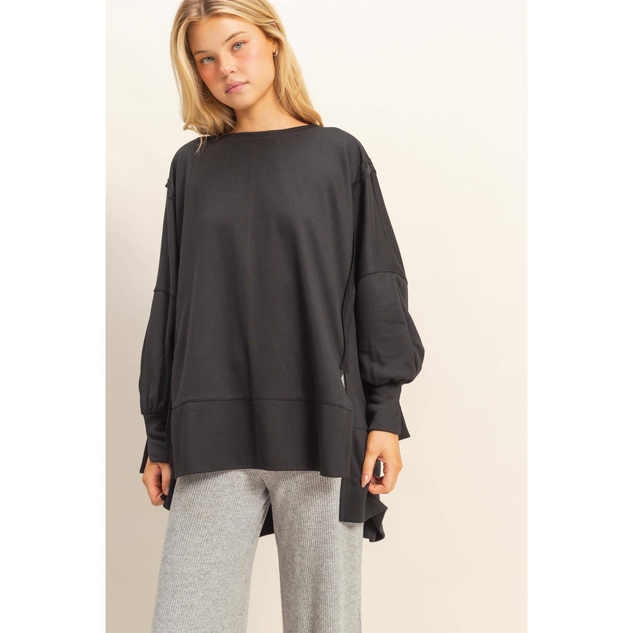 Unique Cuff Top:Black