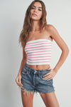 Striped Tube Top-PINK