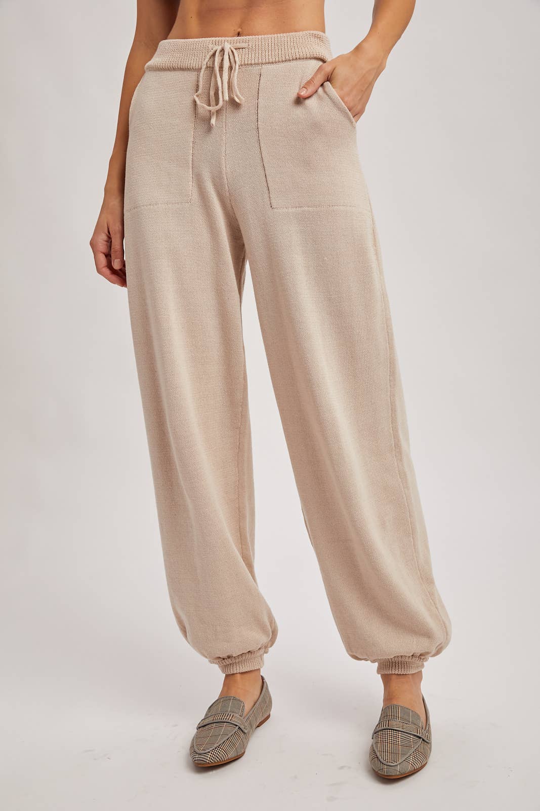 Relaxed Knit Jogger: Beige