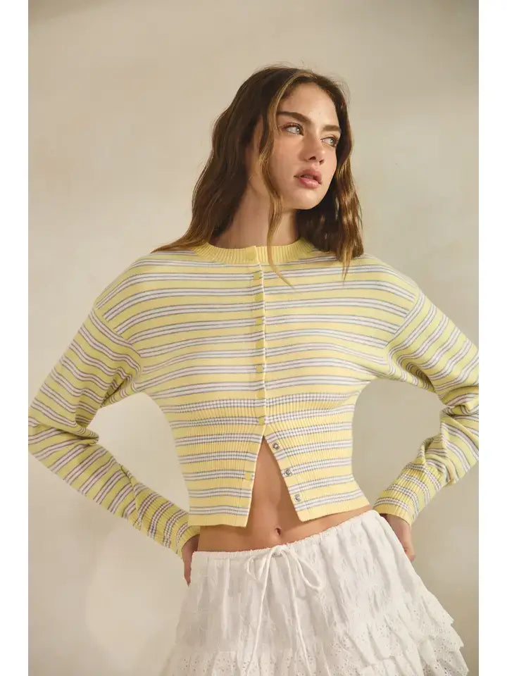 Jo Striped Snap Button Cardigan