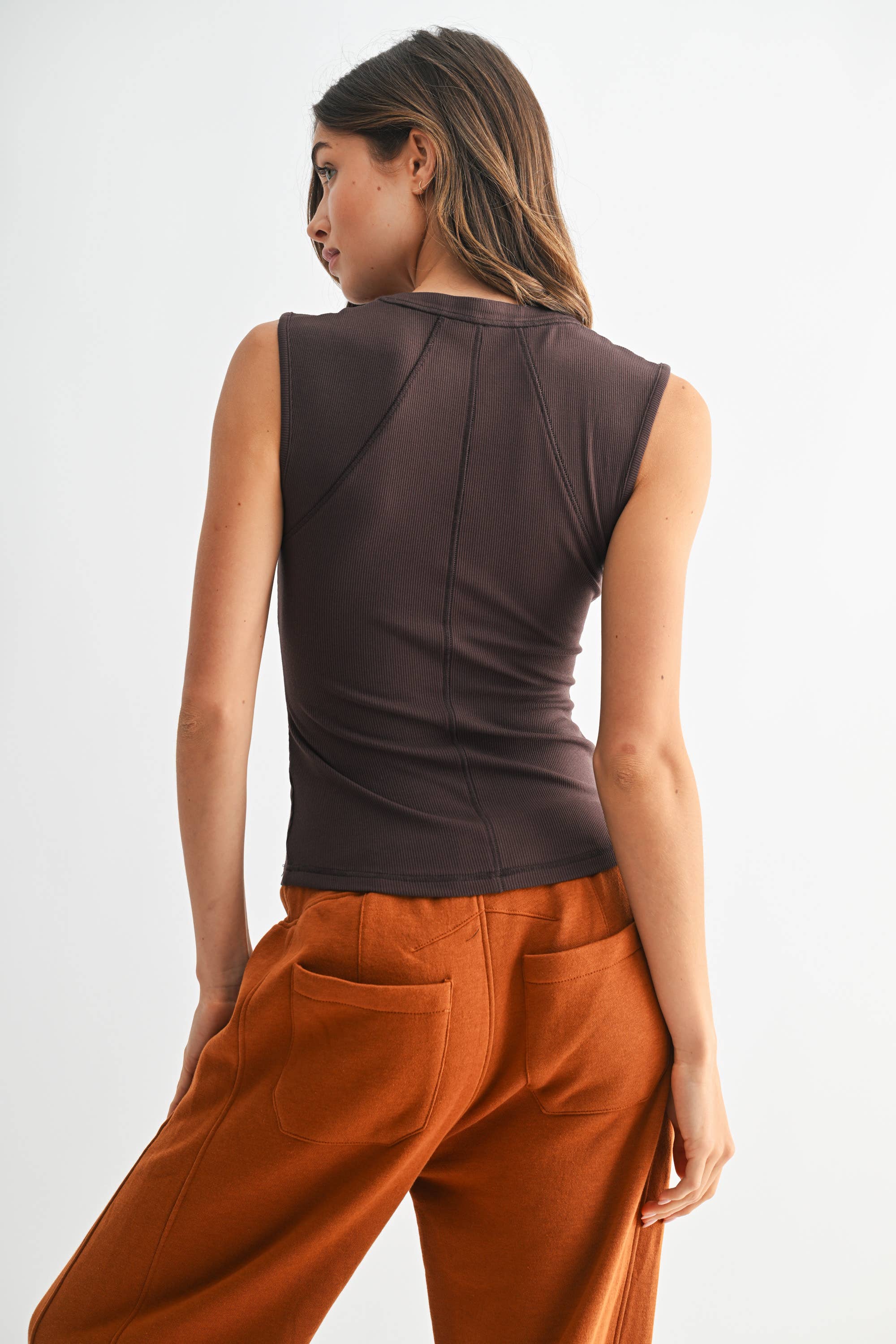 Henley Tank Top: Espresso
