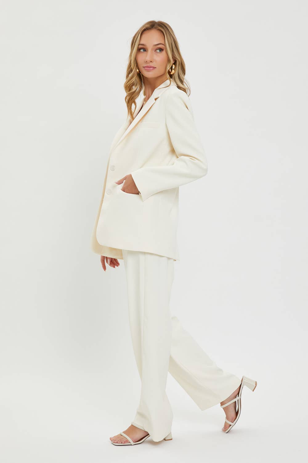 High Rise Trousers:Taupe/Grey