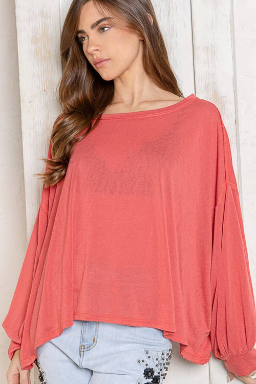 Loose Knit Top Coral