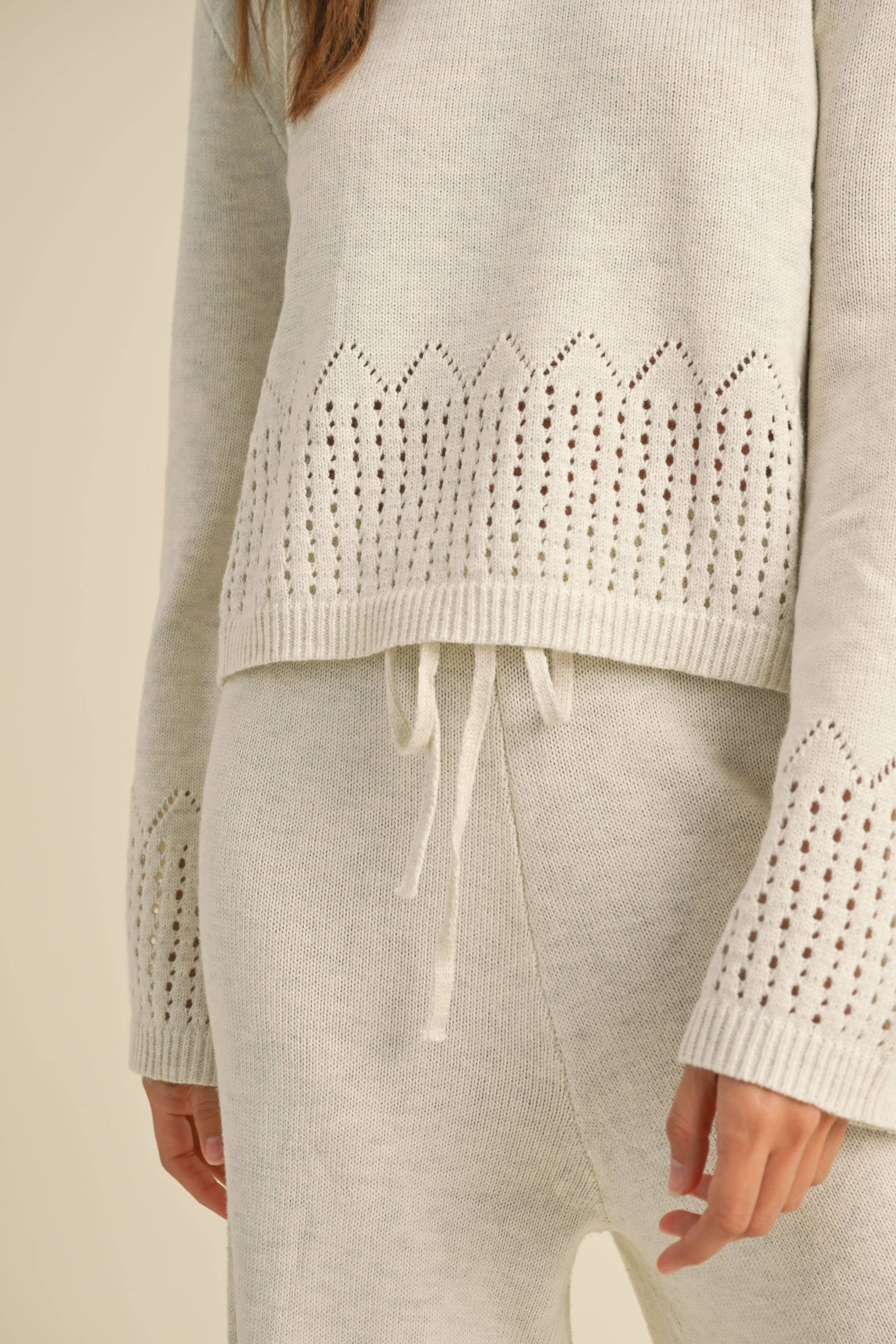Border Crochet Knitted Set: Oatmeal
