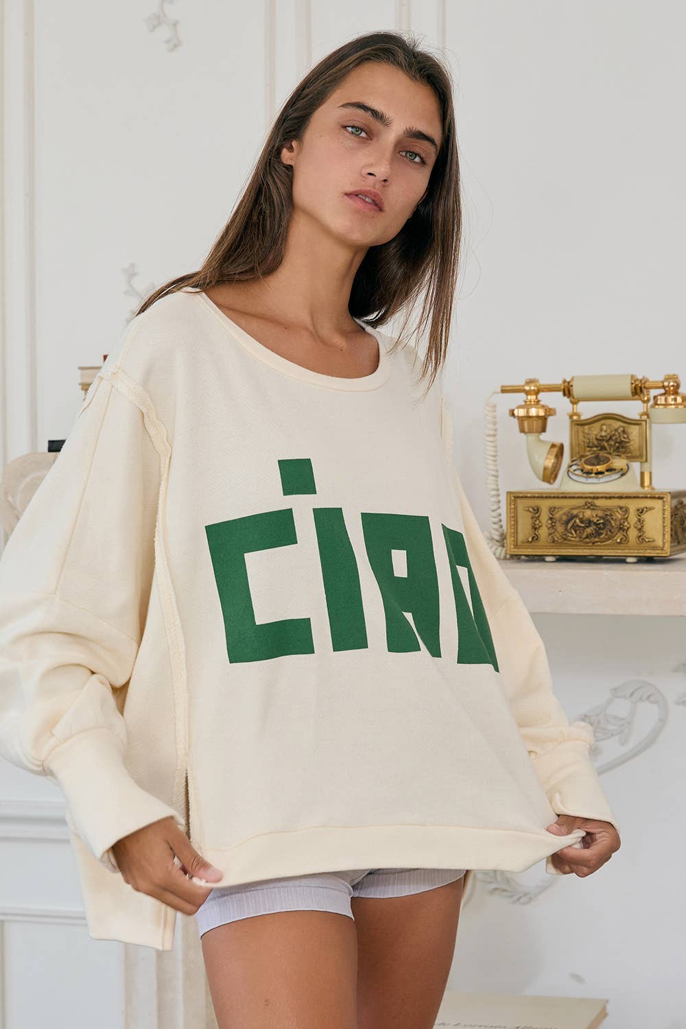 'CIAO' Terry Top: Cream