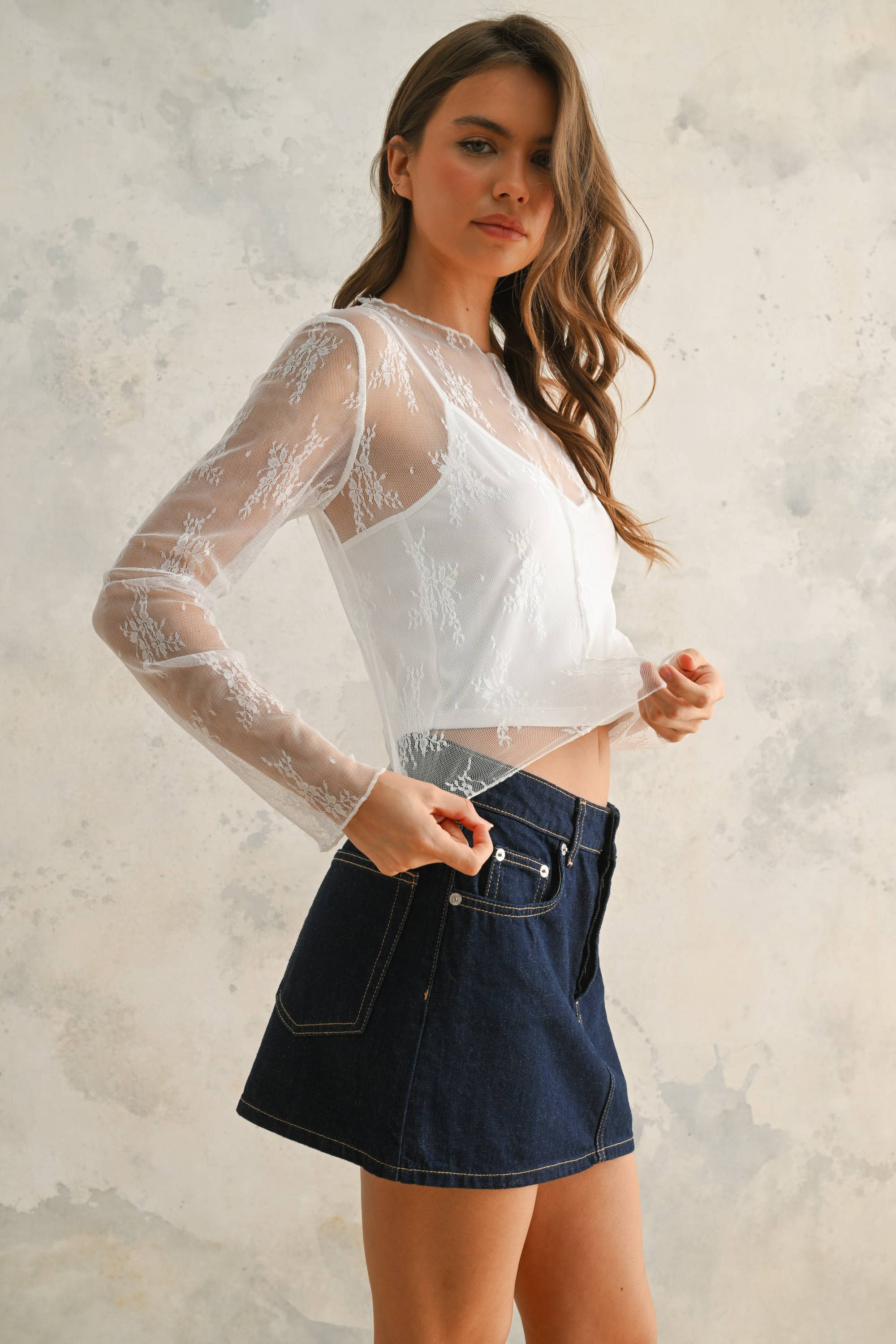 Lace Lining Top: White