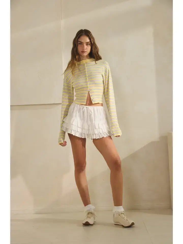 Jo Striped Snap Button Cardigan