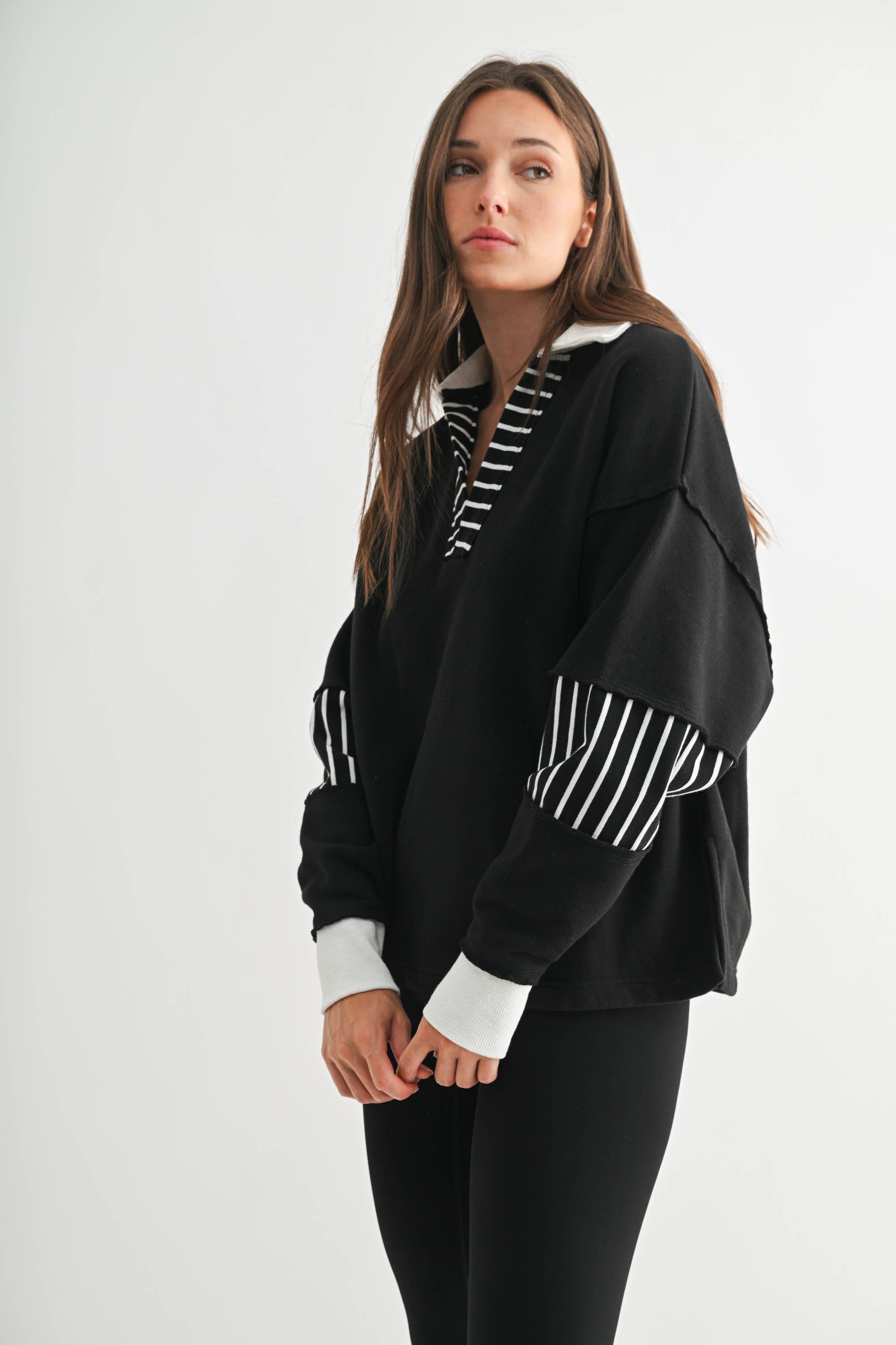 Varsity Pullover: Black