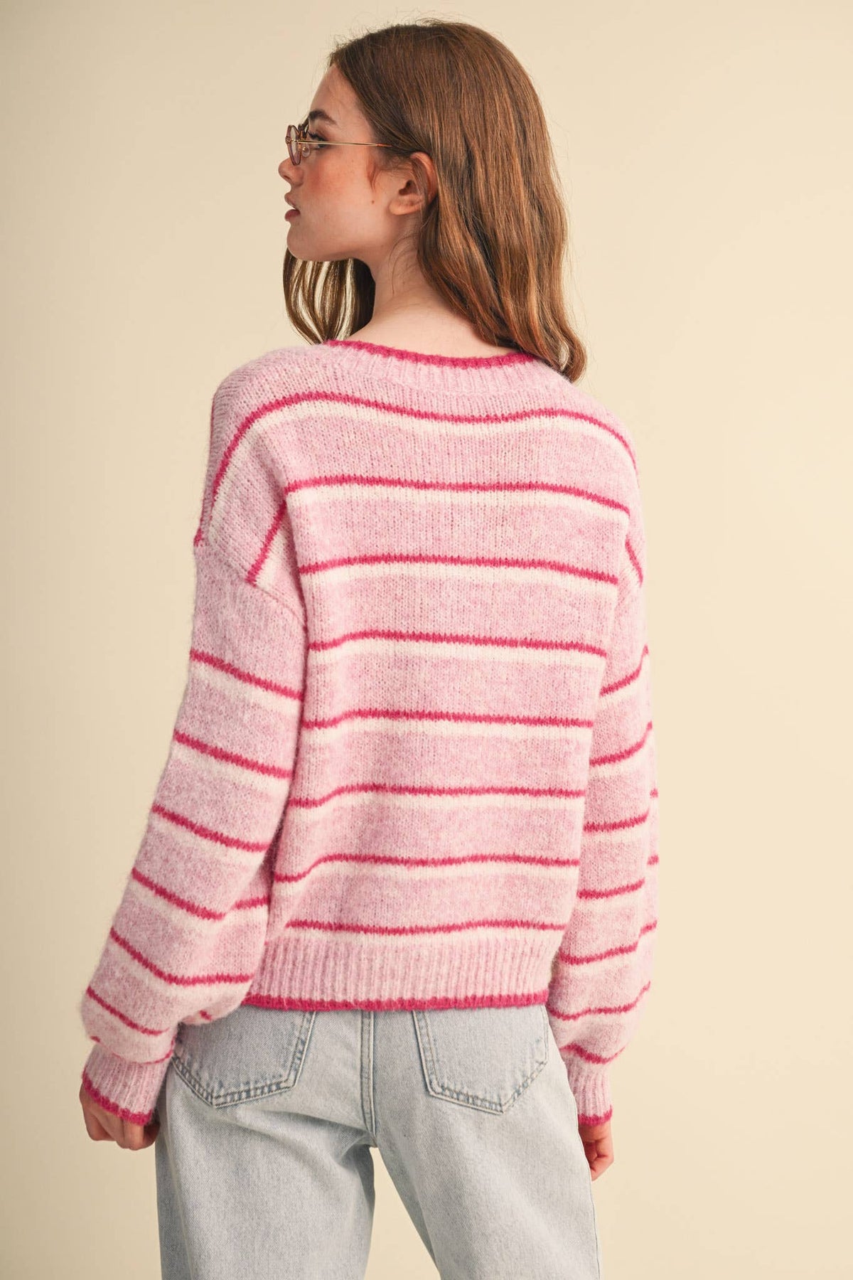 Striped Cardigan: Pink Multi