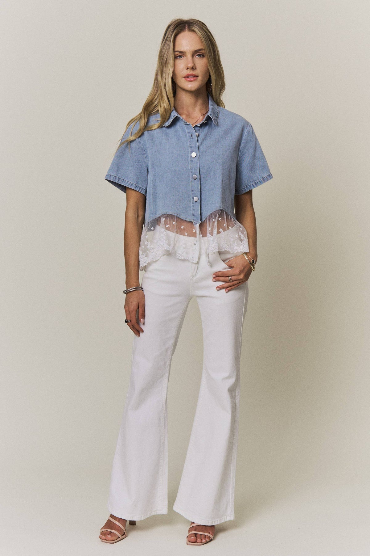 Denim & Lace Top