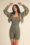 Mineral Wash Crop Hoodie Olive