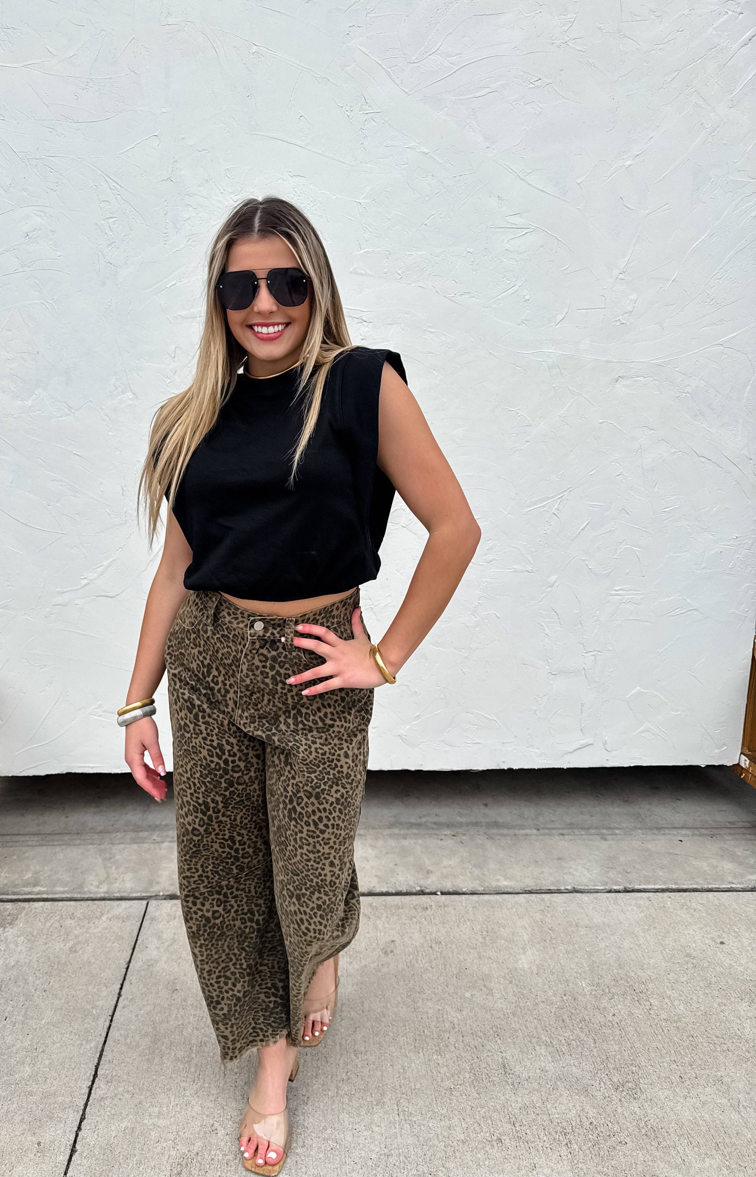 CHEETAH BARREL JEANS