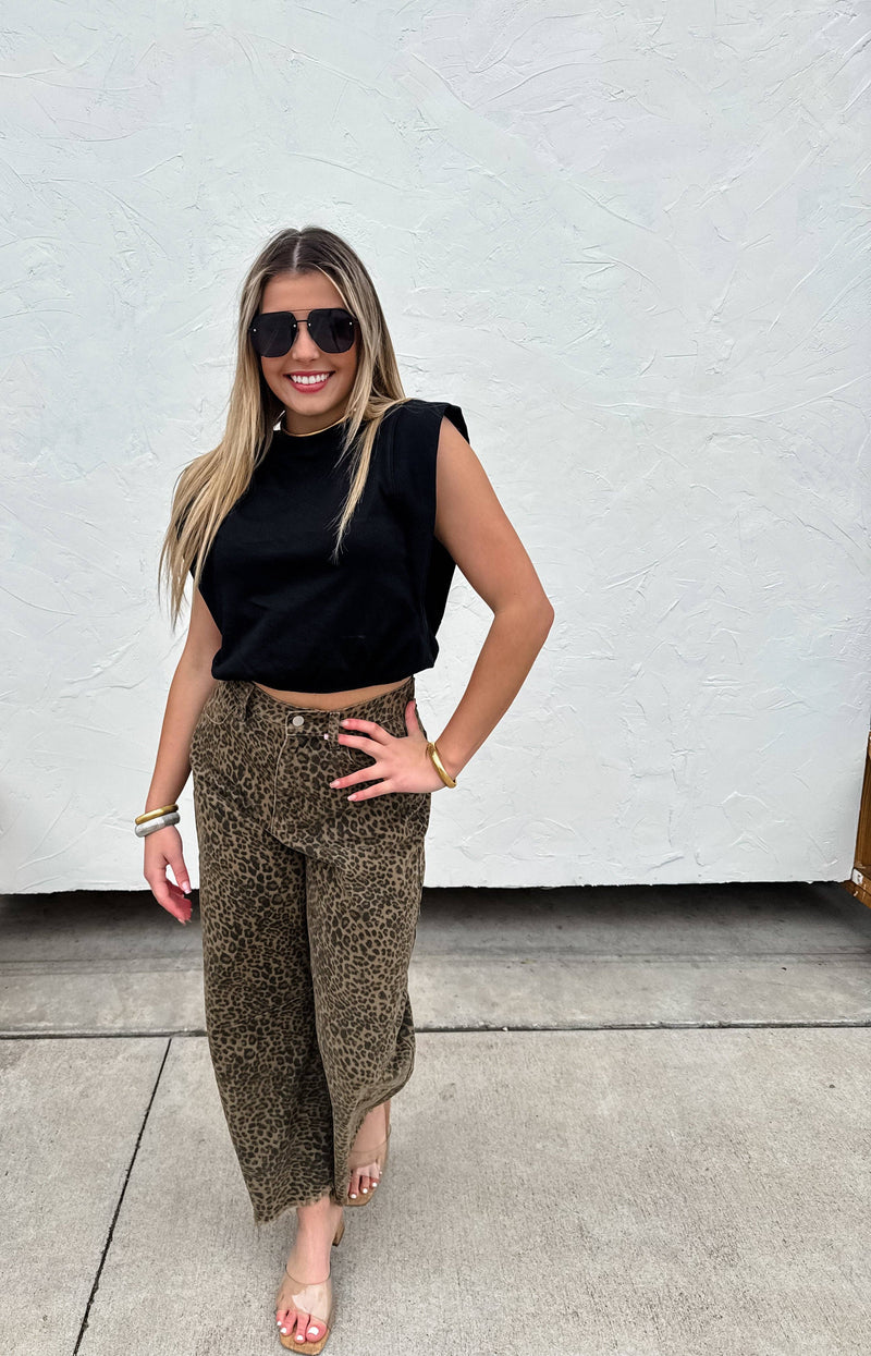 CHEETAH BARREL JEANS