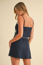 Linen Embroidery Set: NAVY