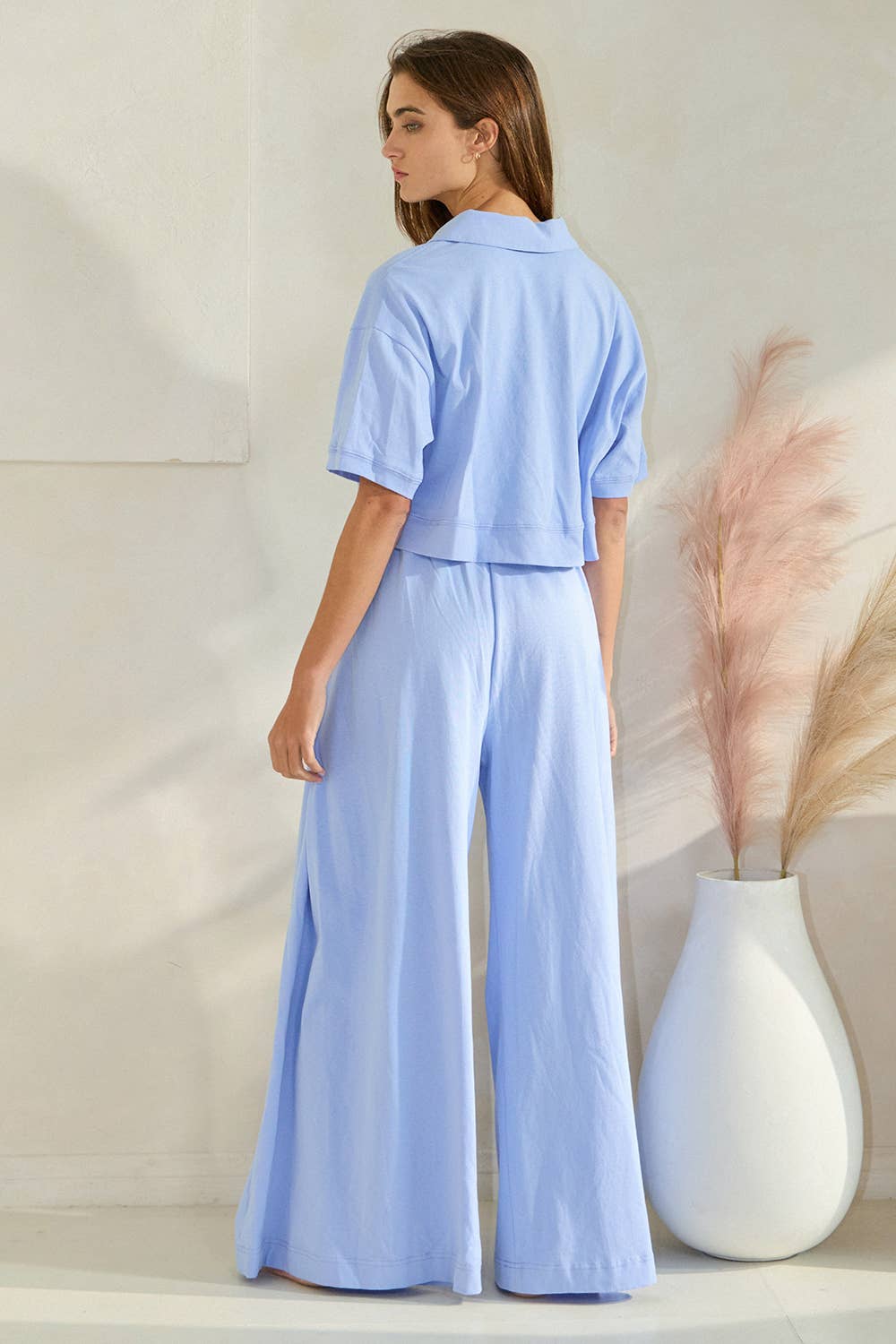 Solid Pleated Pants: Periwinkle