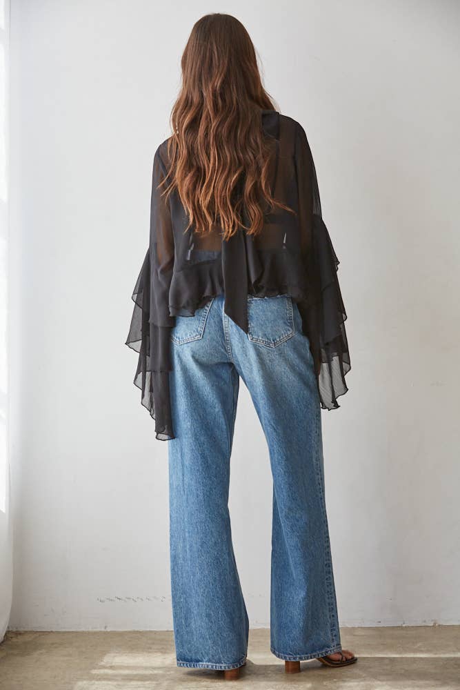 Chiffon See Through Top : Black