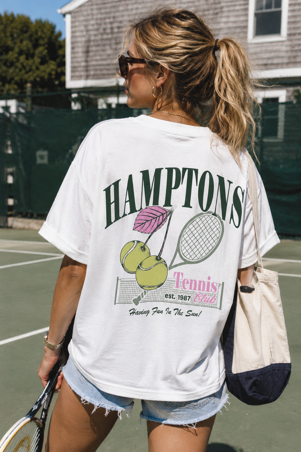 Hamptons Tennis White T-Shirt: