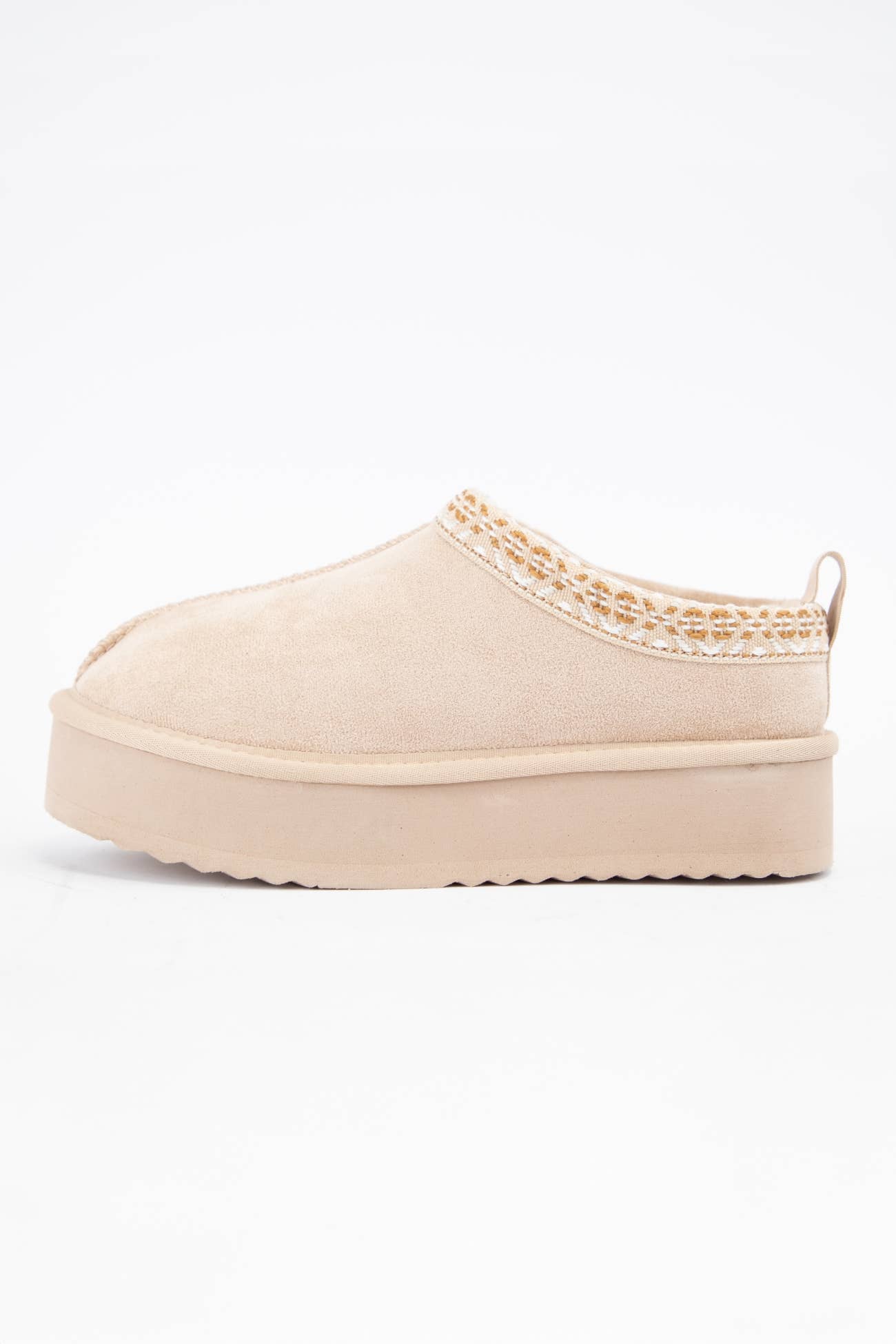 Sherpa Fur Lined Slip-Ons: Beige